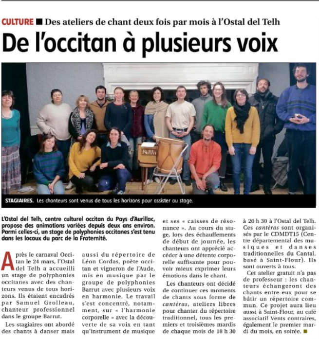 Article la montagne stage de chant 2022